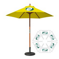 7' Round Wood Umbrella with 6 Ribs, Full-Color Thermal Imprint, 6 Locations